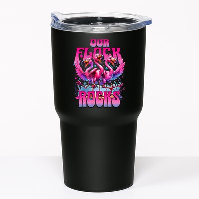 Our Flock Rocks Funny Flamingos Vacation Family Friends Tumbler