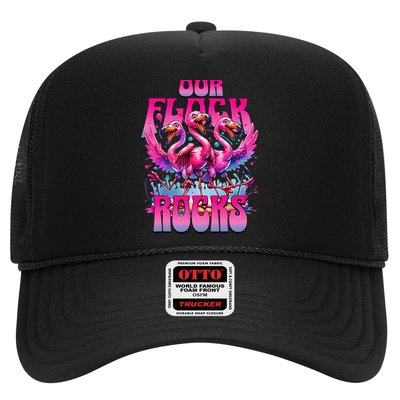 Our Flock Rocks Funny Flamingos Vacation Family Friends Hat
