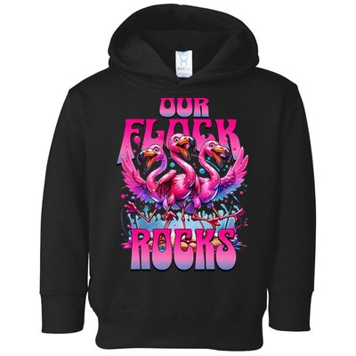 Our Flock Rocks Funny Flamingos Vacation Family Friends Toddler Hoodie