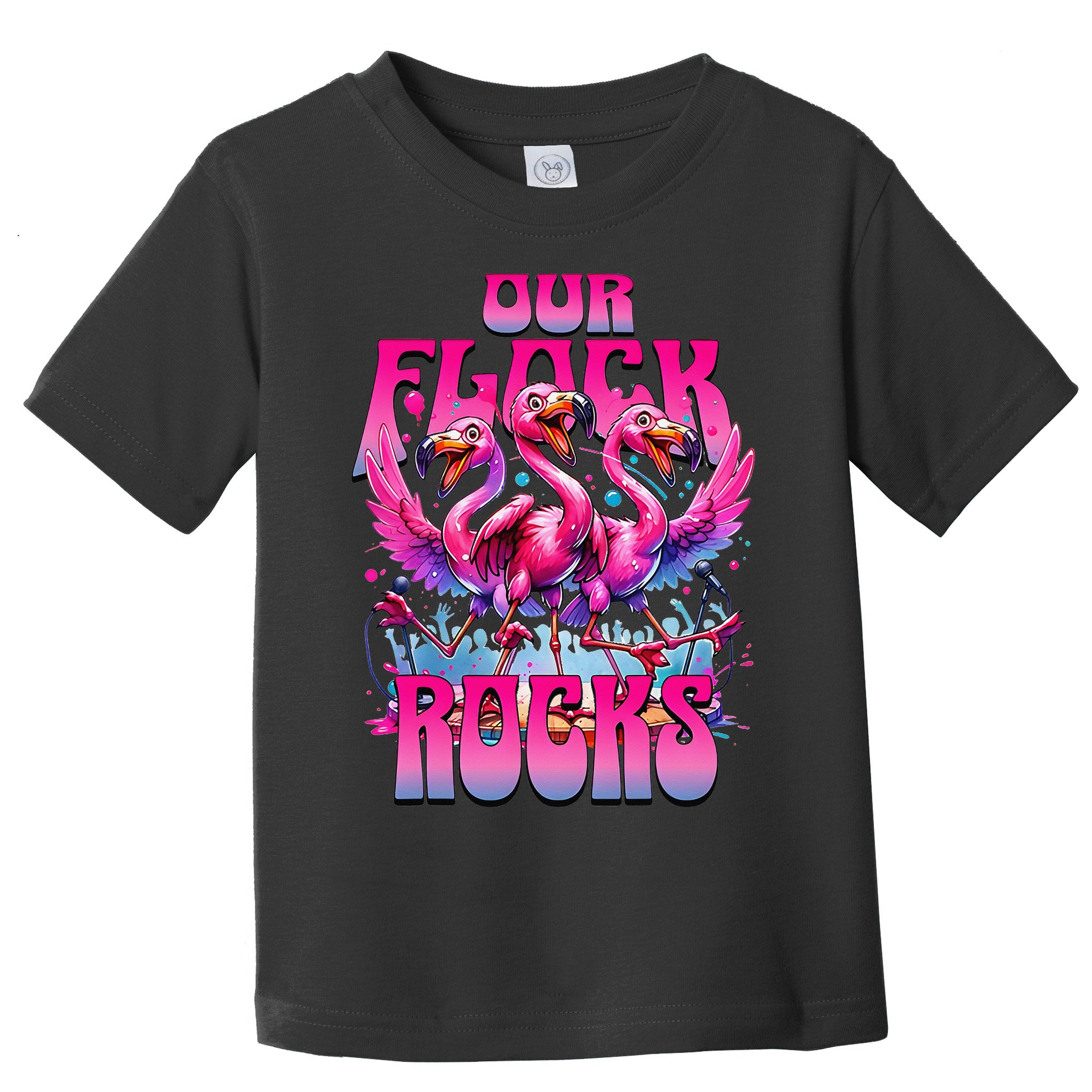 Our Flock Rocks Funny Flamingos Vacation Family Friends Toddler T-Shirt