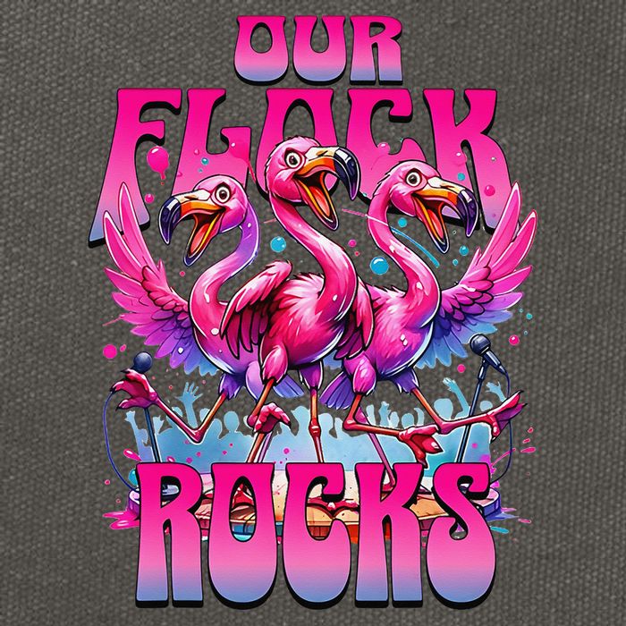 Our Flock Rocks Funny Flamingos Vacation Family Friends Cotton Canvas Backpack