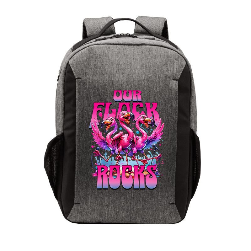Our Flock Rocks Funny Flamingos Vacation Family Friends Vector Backpack