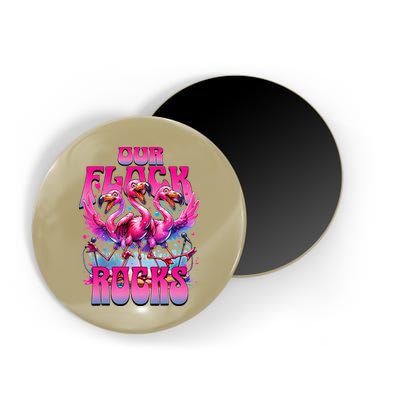 Our Flock Rocks Funny Flamingos Vacation Family Friends Magnet