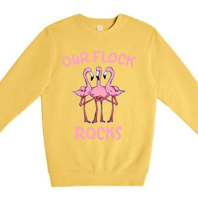 Our Flock Rocks Flamingo Matching Family Vacation Group Gift Premium Crewneck Sweatshirt