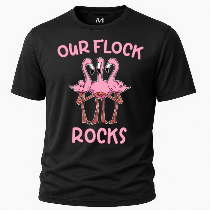 Our Flock Rocks Flamingo Matching Family Vacation Group Gift Cooling Performance Crew T-Shirt