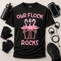 Our Flock Rocks Flamingo Matching Family Vacation Group Gift Cooling Performance Crew T-Shirt