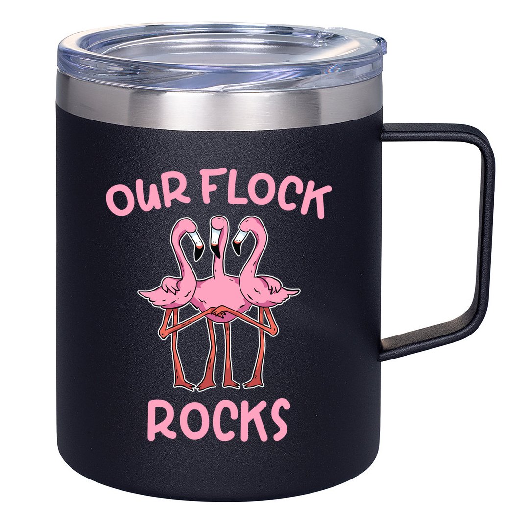 Our Flock Rocks Flamingo Matching Family Vacation Group Gift 12oz Stainless Steel Coffee Mug