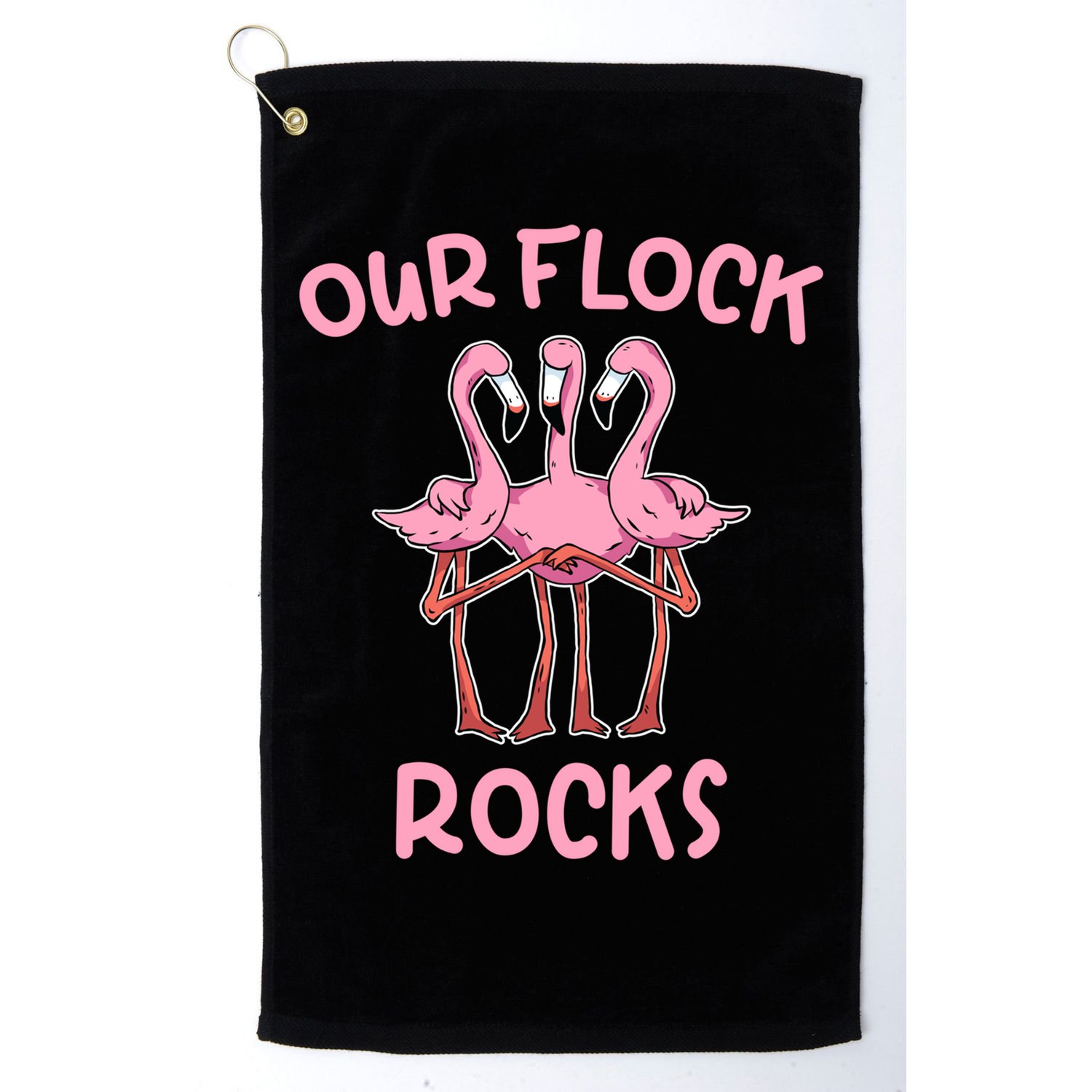 Our Flock Rocks Flamingo Matching Family Vacation Group Gift Golf Towel