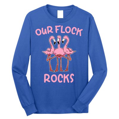Our Flock Rocks Flamingo Matching Family Vacation Group Gift Long Sleeve Shirt