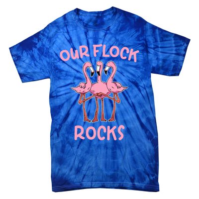 Our Flock Rocks Flamingo Matching Family Vacation Group Gift Tie-Dye T-Shirt