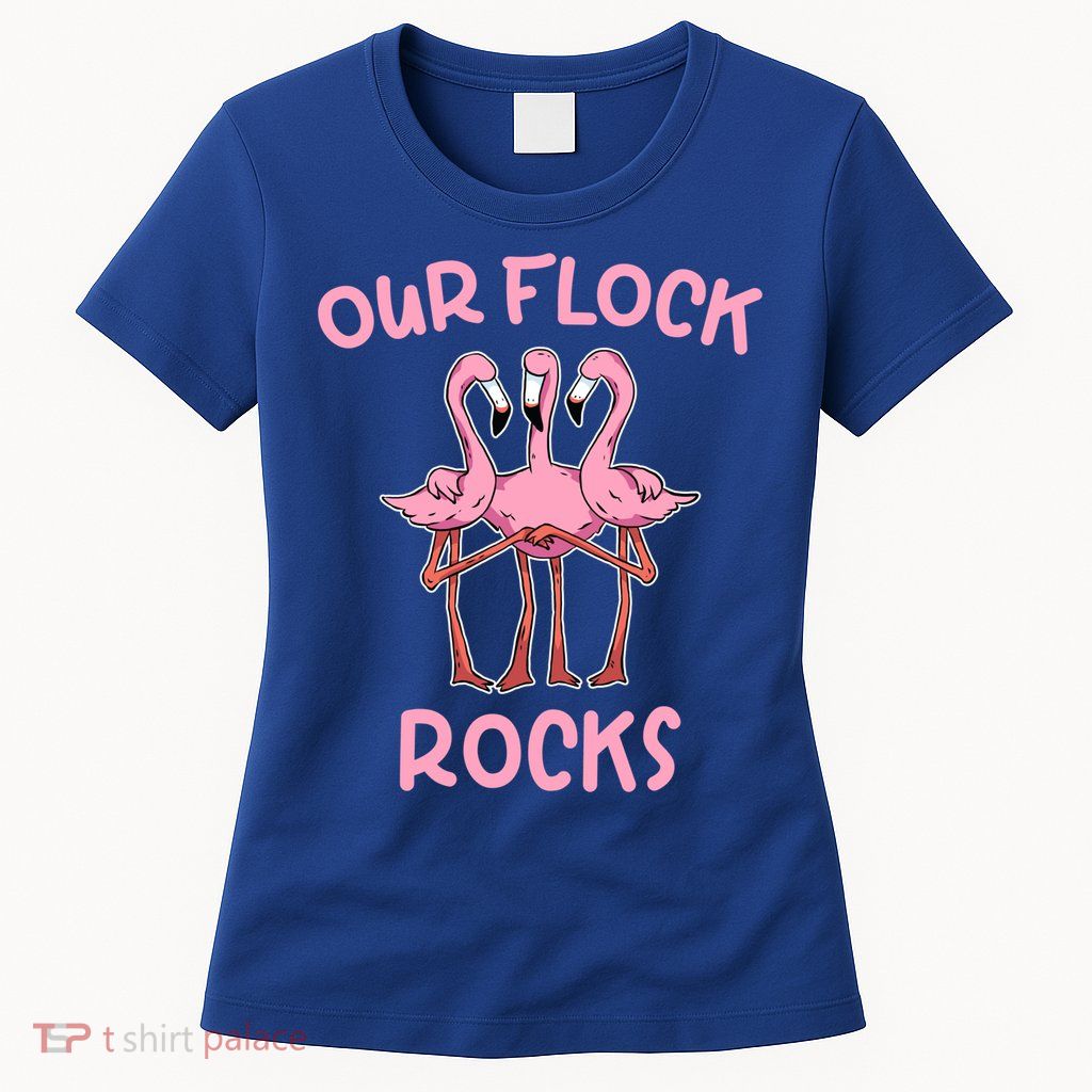 Our Flock Rocks Flamingo Matching Family Vacation Group Gift Womens T-Shirt