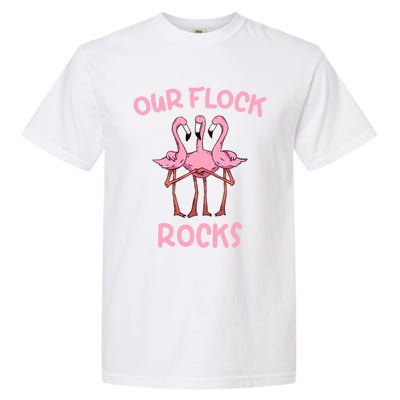 Our Flock Rocks Flamingo Matching Family Vacation Group Gift Garment-Dyed Heavyweight T-Shirt