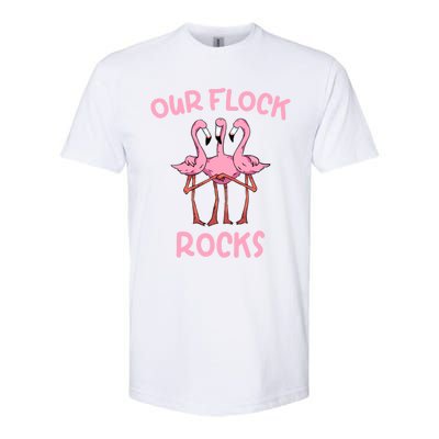 Our Flock Rocks Flamingo Matching Family Vacation Group Gift Softstyle CVC T-Shirt