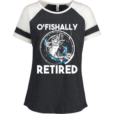 O Fishally Retired Retirement Retiree Fishing Fisher Enza Ladies Jersey Colorblock Tee