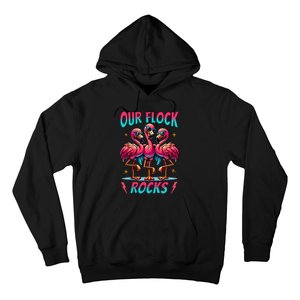 Our Flock Rocks Cute Flamingo Matching Family Vacation Group Hoodie