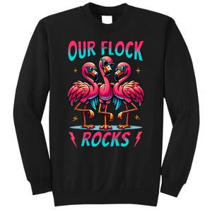 Our Flock Rocks Cute Flamingo Matching Family Vacation Group Sweatshirt