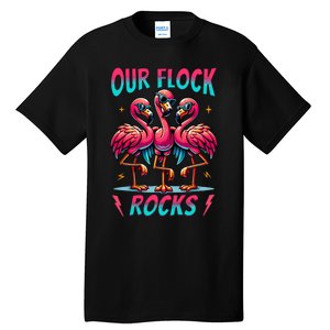 Our Flock Rocks Cute Flamingo Matching Family Vacation Group Tall T-Shirt