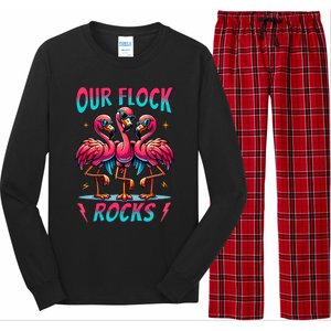 Our Flock Rocks Cute Flamingo Matching Family Vacation Group Long Sleeve Pajama Set