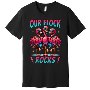 Our Flock Rocks Cute Flamingo Matching Family Vacation Group Premium T-Shirt