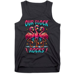 Our Flock Rocks Cute Flamingo Matching Family Vacation Group Tank Top