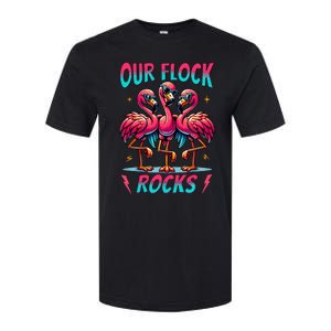 Our Flock Rocks Cute Flamingo Matching Family Vacation Group Softstyle CVC T-Shirt