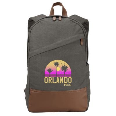 Orlando Florida Retro Vintage Sunset Cotton Canvas Backpack