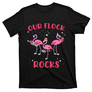 Our Flock Rocks Flamingo Matching Family Vacation Summer T-Shirt