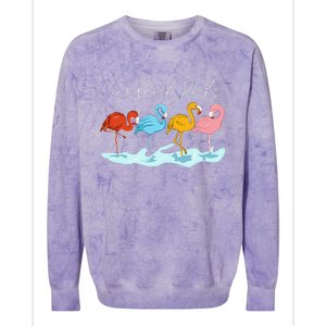 Our Flock Rocks Flamingos Lover Family Colorblast Crewneck Sweatshirt