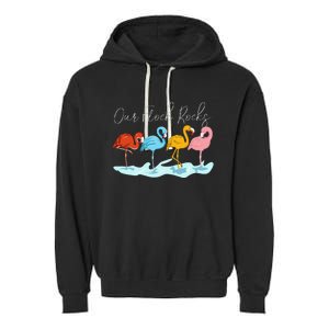 Our Flock Rocks Flamingos Lover Family Garment-Dyed Fleece Hoodie