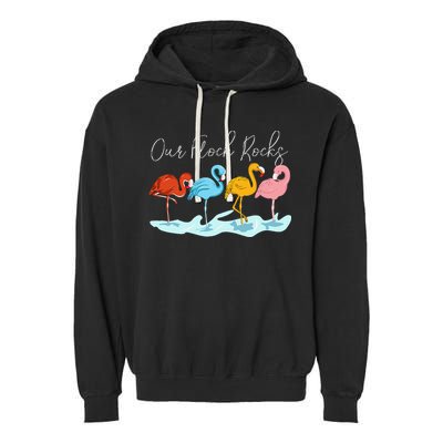 Our Flock Rocks Flamingos Lover Family Garment-Dyed Fleece Hoodie