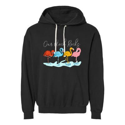 Our Flock Rocks Flamingos Lover Family Garment-Dyed Fleece Hoodie