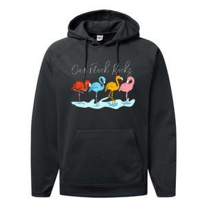 Our Flock Rocks Flamingos Lover Family Performance Fleece Hoodie