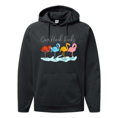 Our Flock Rocks Flamingos Lover Family Performance Fleece Hoodie