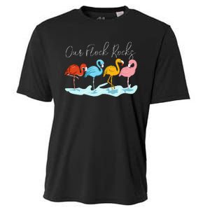 Our Flock Rocks Flamingos Lover Family Cooling Performance Crew T-Shirt