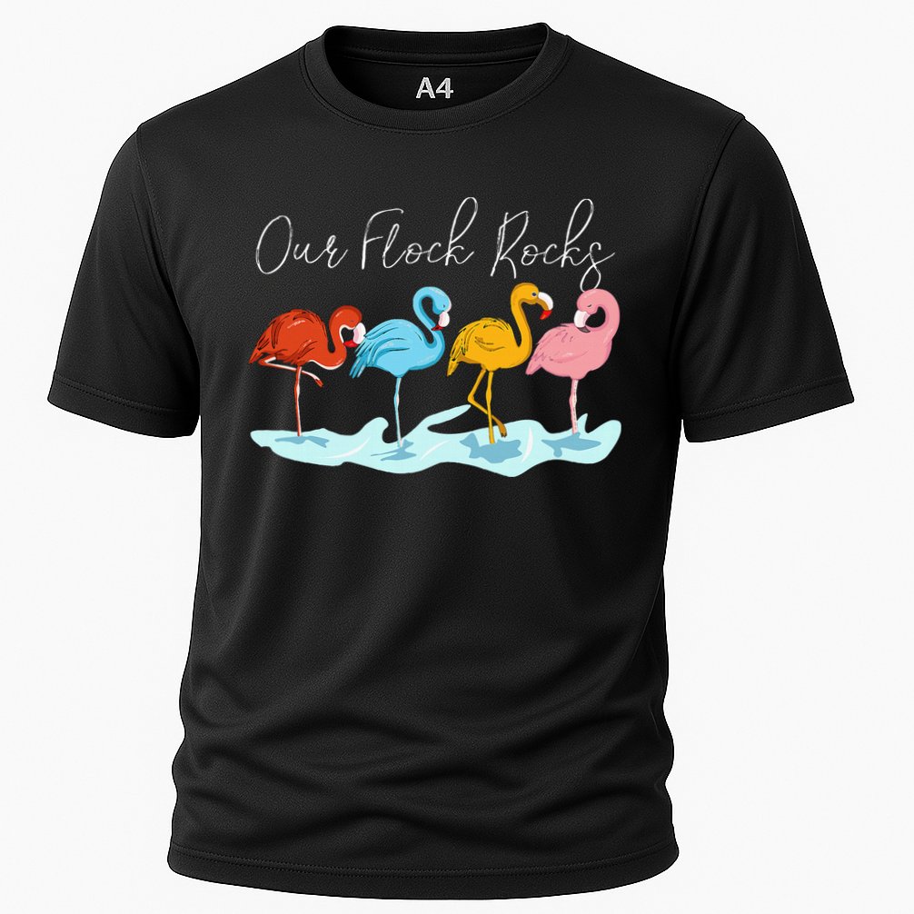 Our Flock Rocks Flamingos Lover Family Performance Shirt