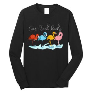 Our Flock Rocks Flamingos Lover Family Long Sleeve Shirt