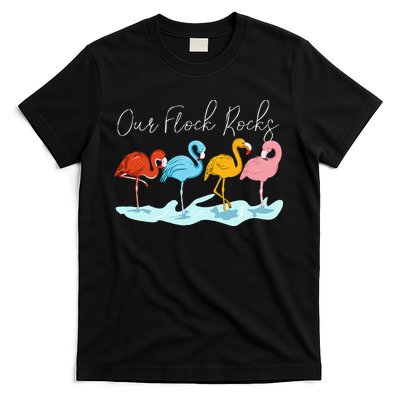 Our Flock Rocks Flamingos Lover Family T-Shirt