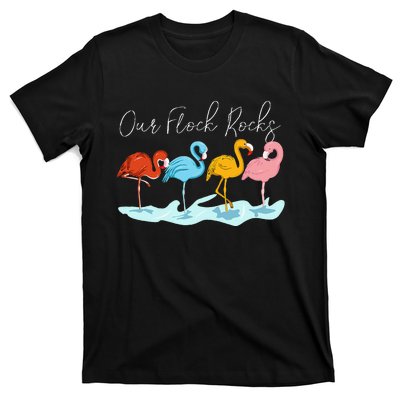 Our Flock Rocks Flamingos Lover Family T-Shirt