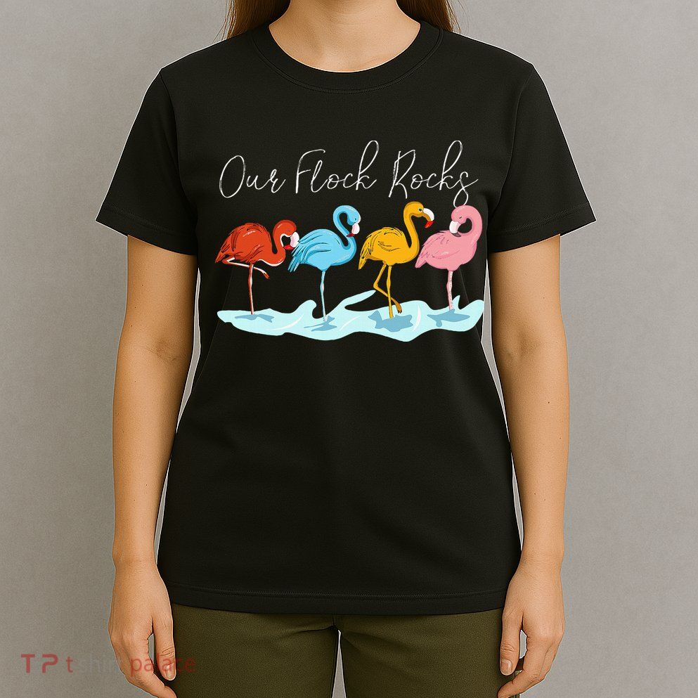 Our Flock Rocks Flamingos Lover Family T-Shirt