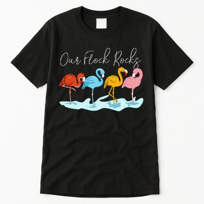 Our Flock Rocks Flamingos Lover Family Tall T-Shirt