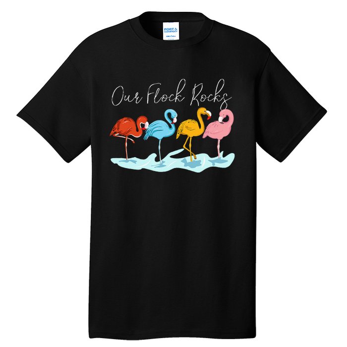 Our Flock Rocks Flamingos Lover Family Tall T-Shirt