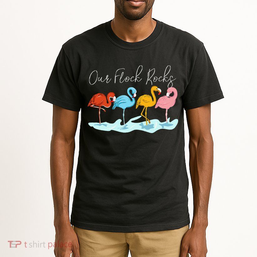 Our Flock Rocks Flamingos Lover Family Tall T-Shirt