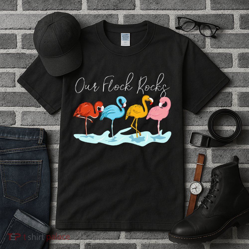 Our Flock Rocks Flamingos Lover Family Tall T-Shirt