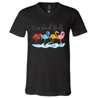 Our Flock Rocks Flamingos Lover Family V-Neck T-Shirt