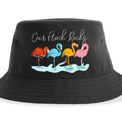 Our Flock Rocks Flamingos Lover Family Sustainable Bucket Hat