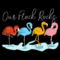 Our Flock Rocks Flamingos Lover Family Button