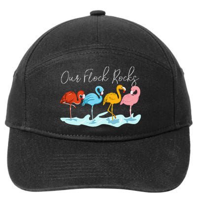 Our Flock Rocks Flamingos Lover Family 7-Panel Snapback Hat