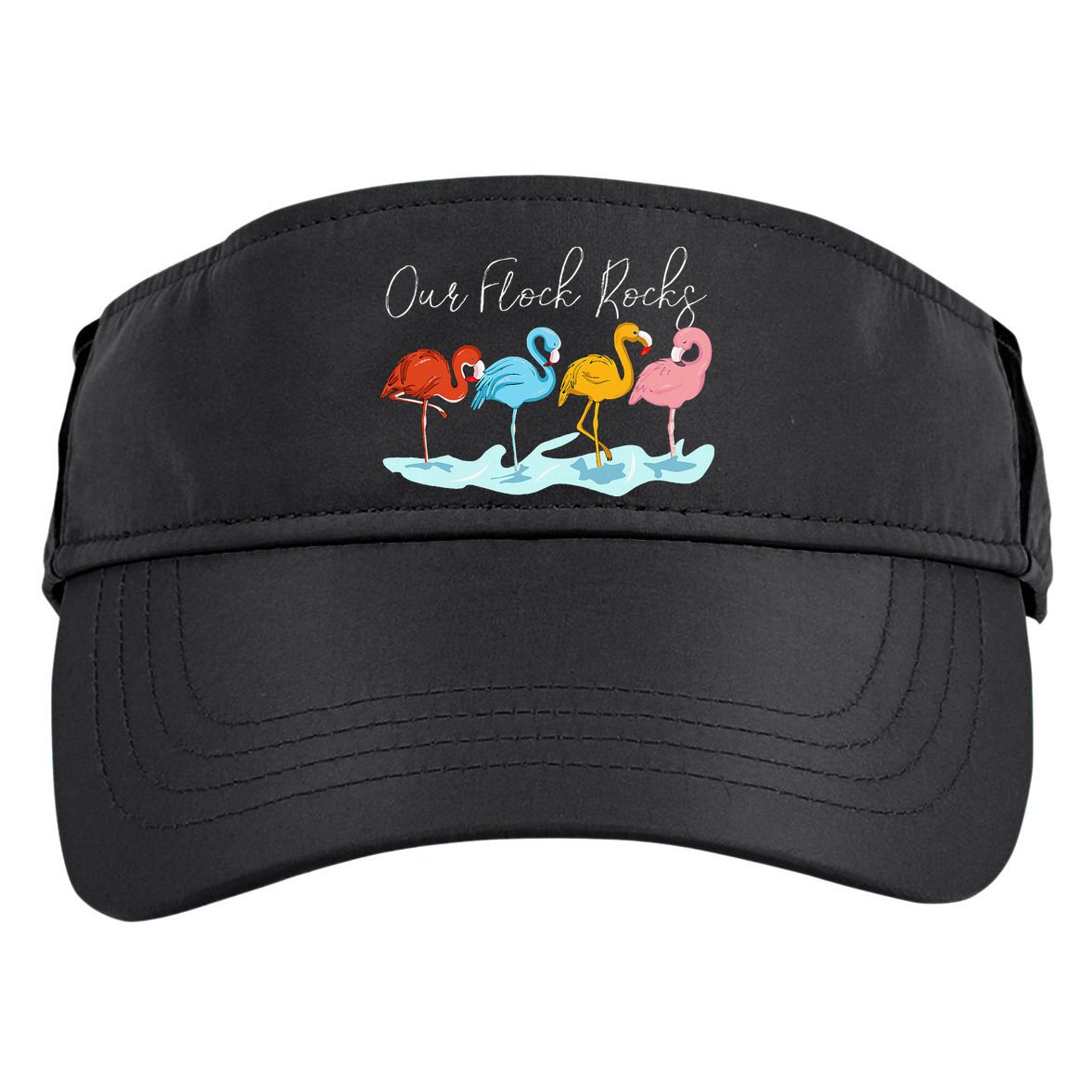Our Flock Rocks Flamingos Lover Family Adult Drive Performance Visor