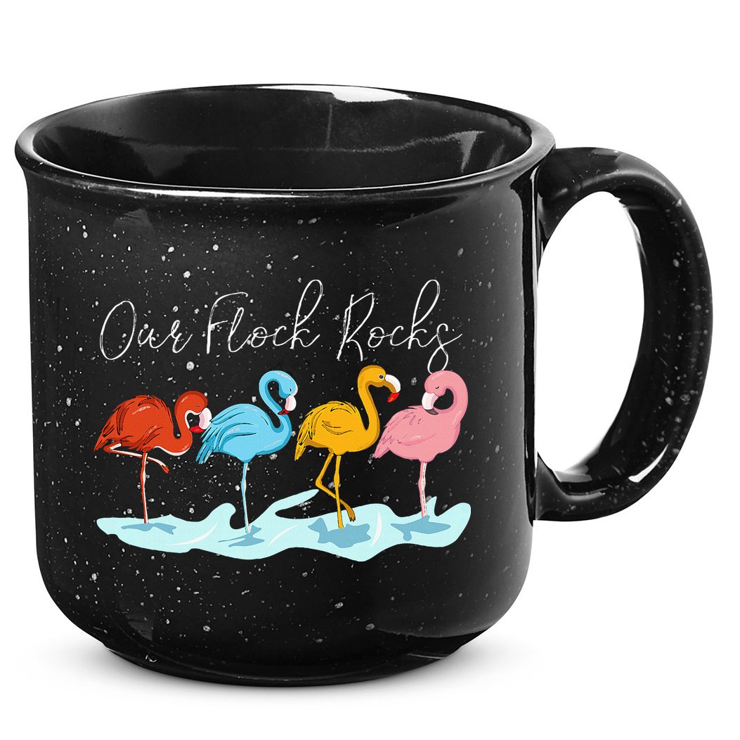 Our Flock Rocks Flamingos Lover Family 15oz Campfire Ceramic Mug