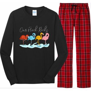 Our Flock Rocks Flamingos Lover Family Long Sleeve Pajama Set